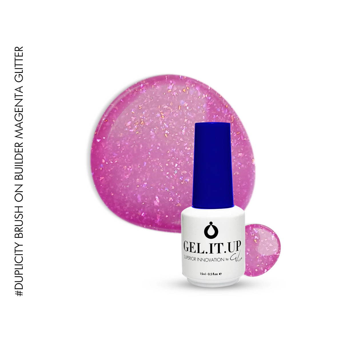 Brush on Builder Gel Magenta Glitter 15ml by GEL.IT.UP