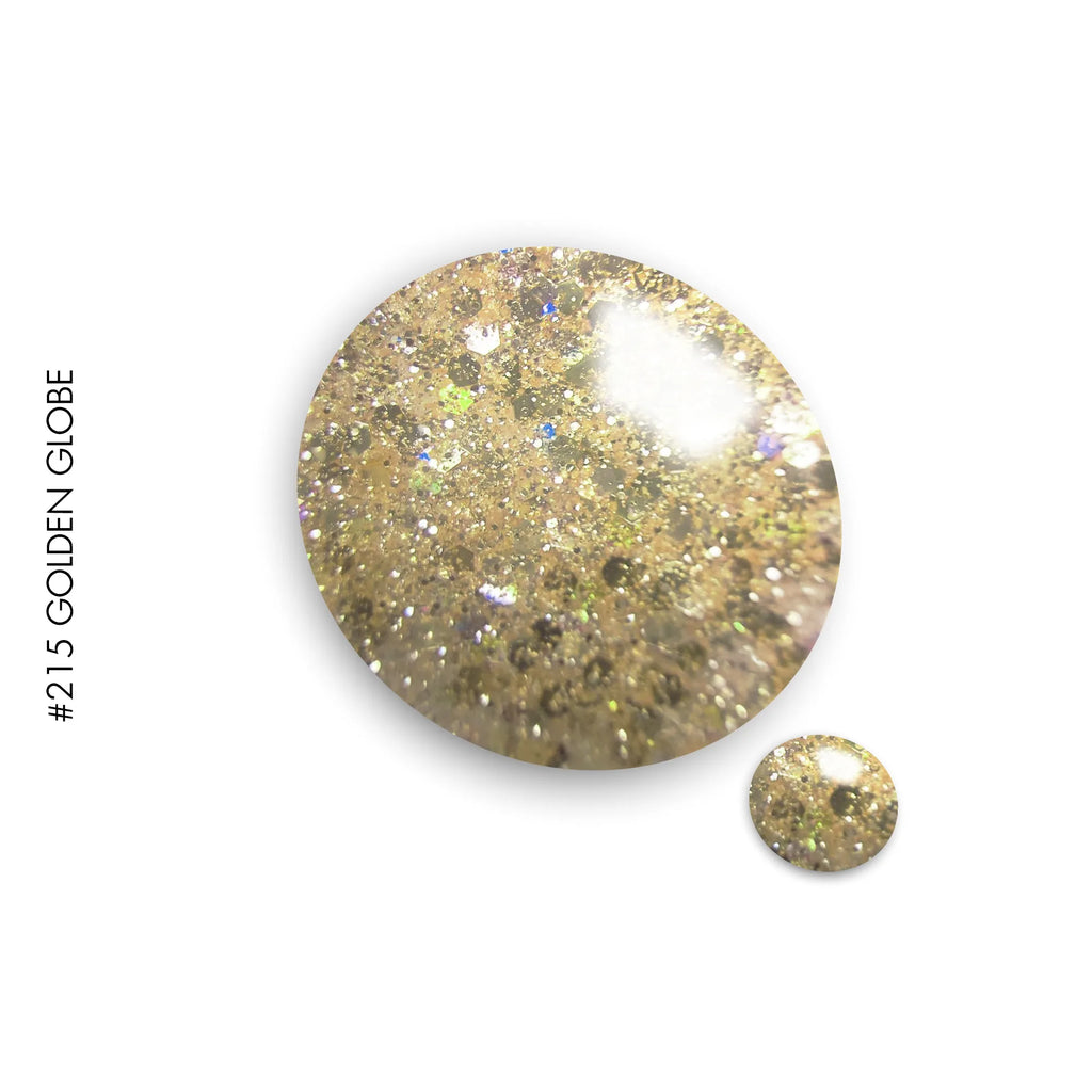 215 Urrea / Golden Globe – clear and gold glitter gel polish by GEL.IT.UP