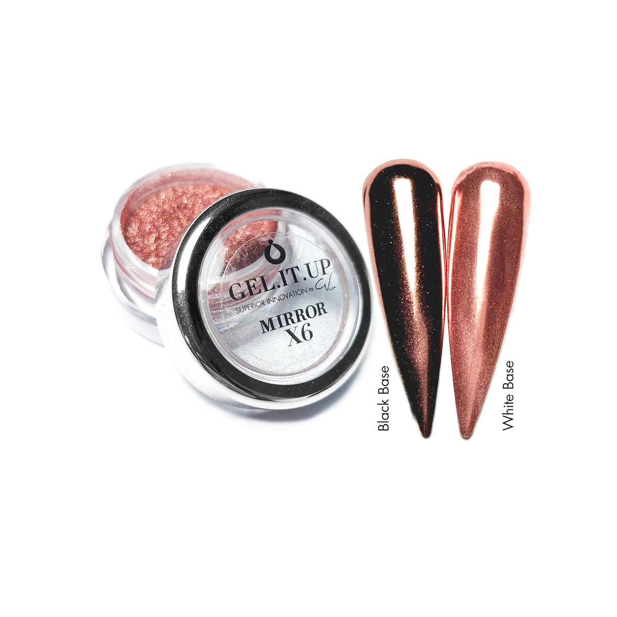 CM12 Mirror X7 Powder – nail art by GEL.IT.UP