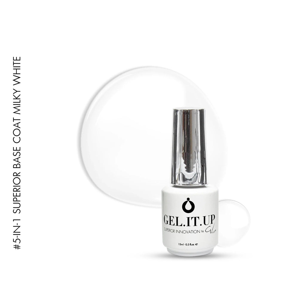 5-in-1 Superior Base 15ml Milky White – base coat by GEL.IT.UP, view 2