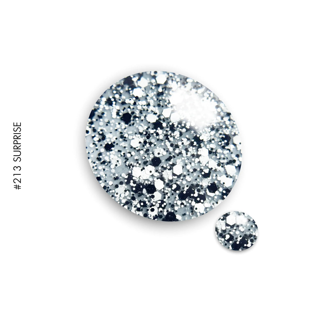 213 Surprise – clear, black and white glitter gel polish by GEL.IT.UP, view 2