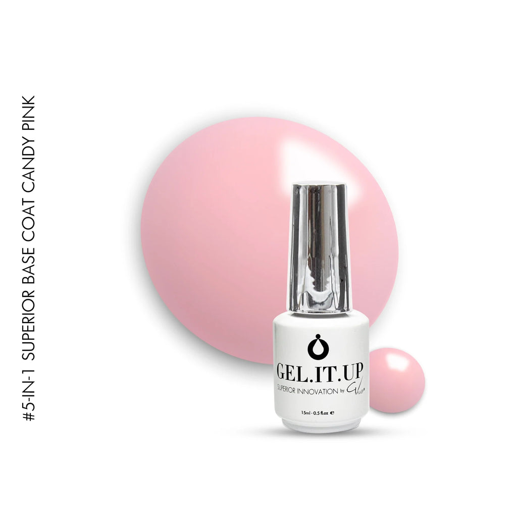 5-in-1 Superior Base 15ml Candy Pink – base coat by GEL.IT.UP, view 2